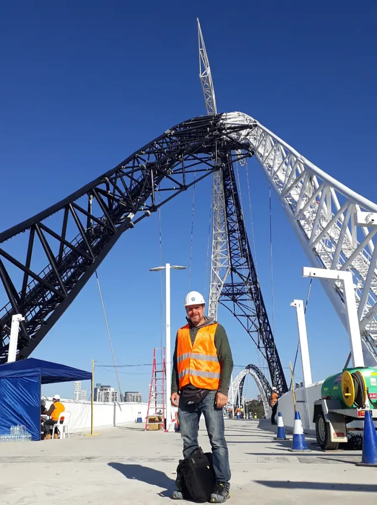 Axel Heinrichs auf der Matagarup Bridge in Perth